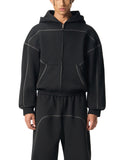 DREJ Contrast Boxy Zip Hoodie