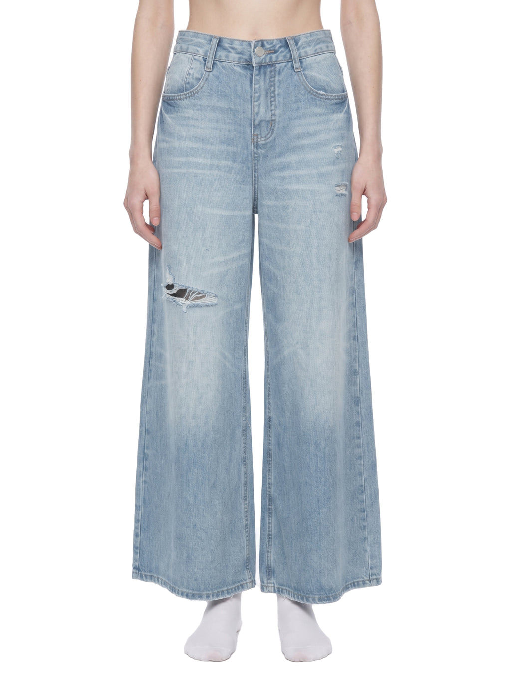 DREJ Studio Wide Leg Jeans Vintage Wash Distressed