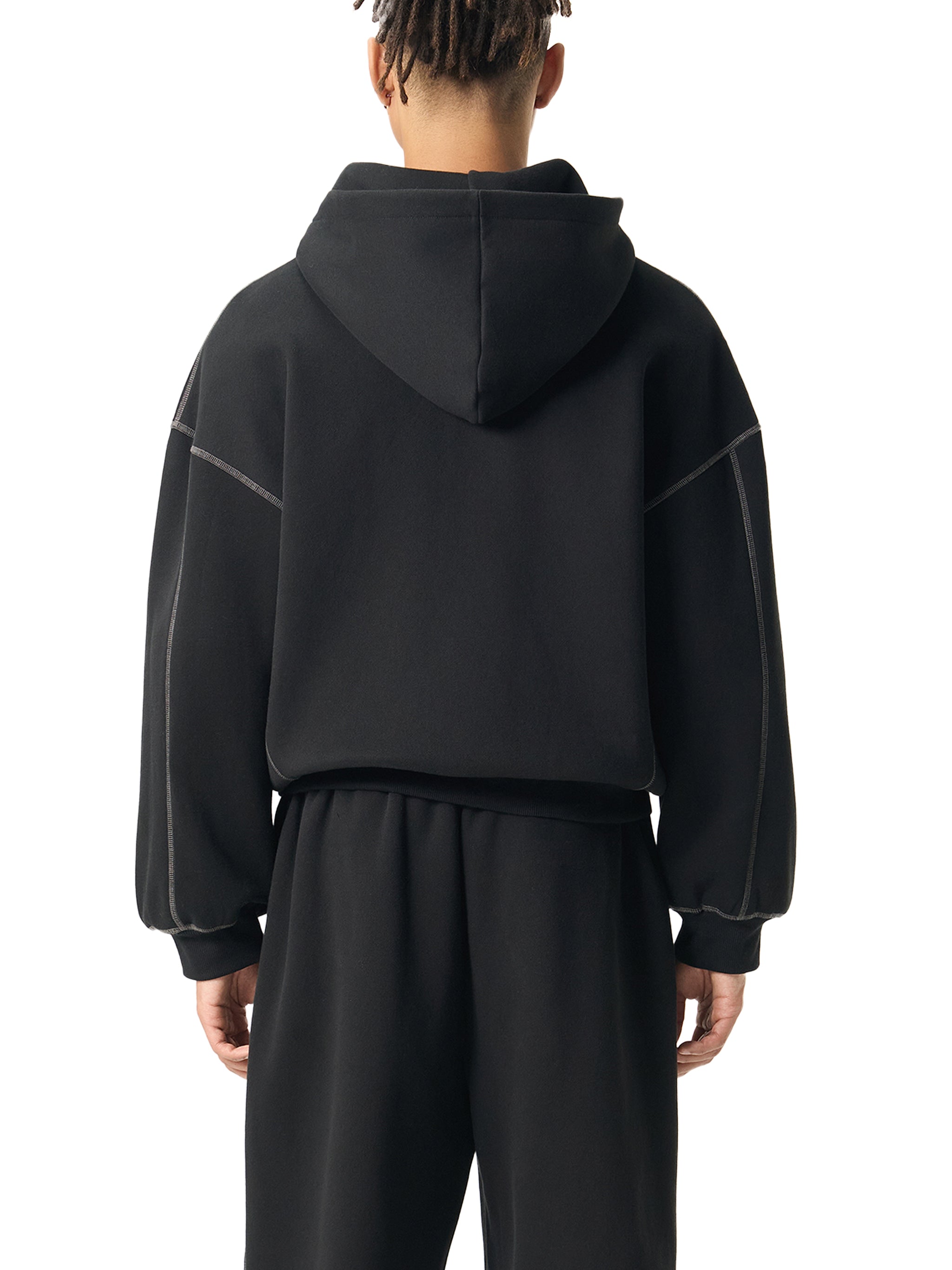 DREJ Contrast Boxy Zip Hoodie