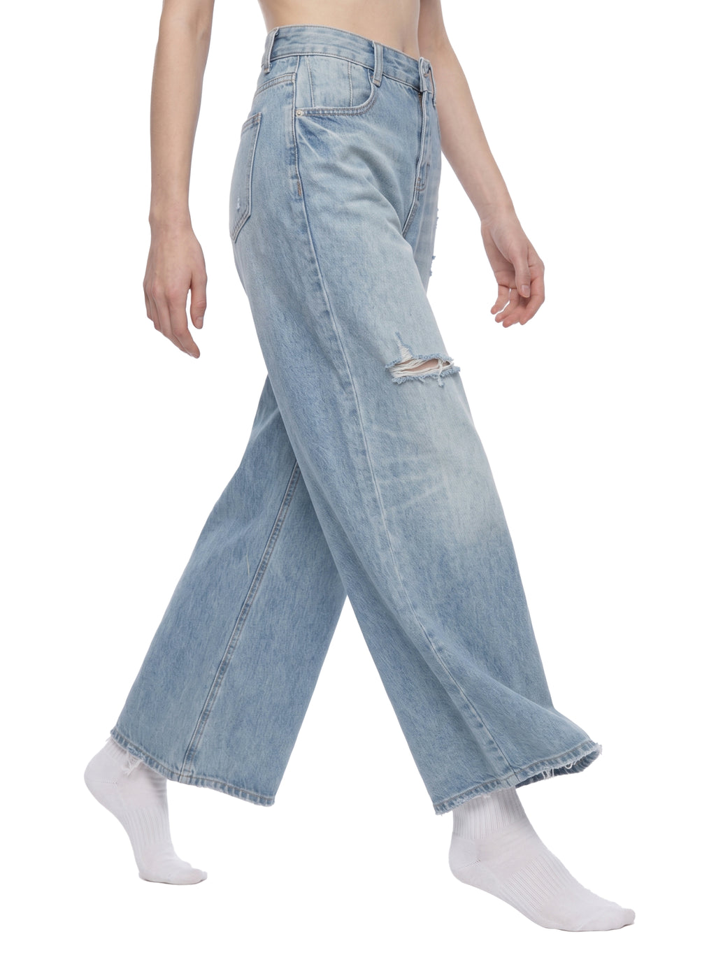 DREJ Studio Wide Leg Jeans Vintage Wash Distressed