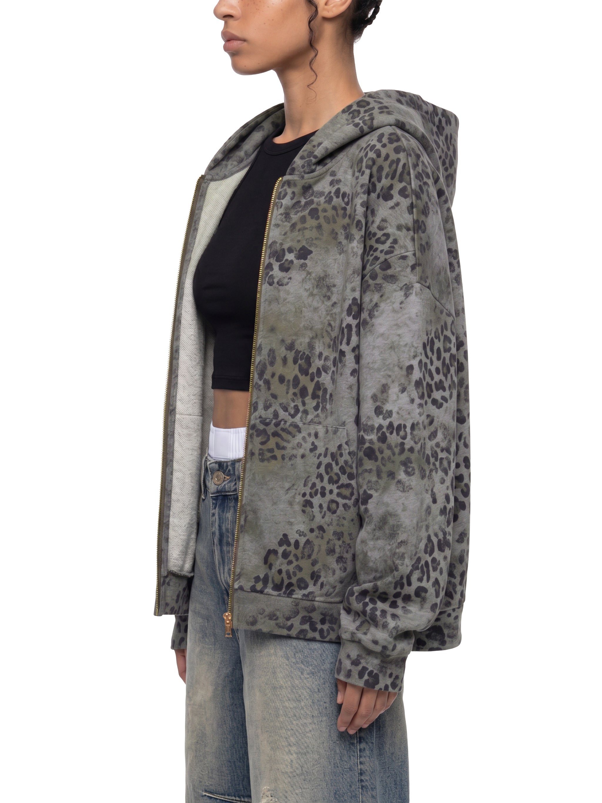 DREJ Studio Vintage Leopard Zip Hoodie