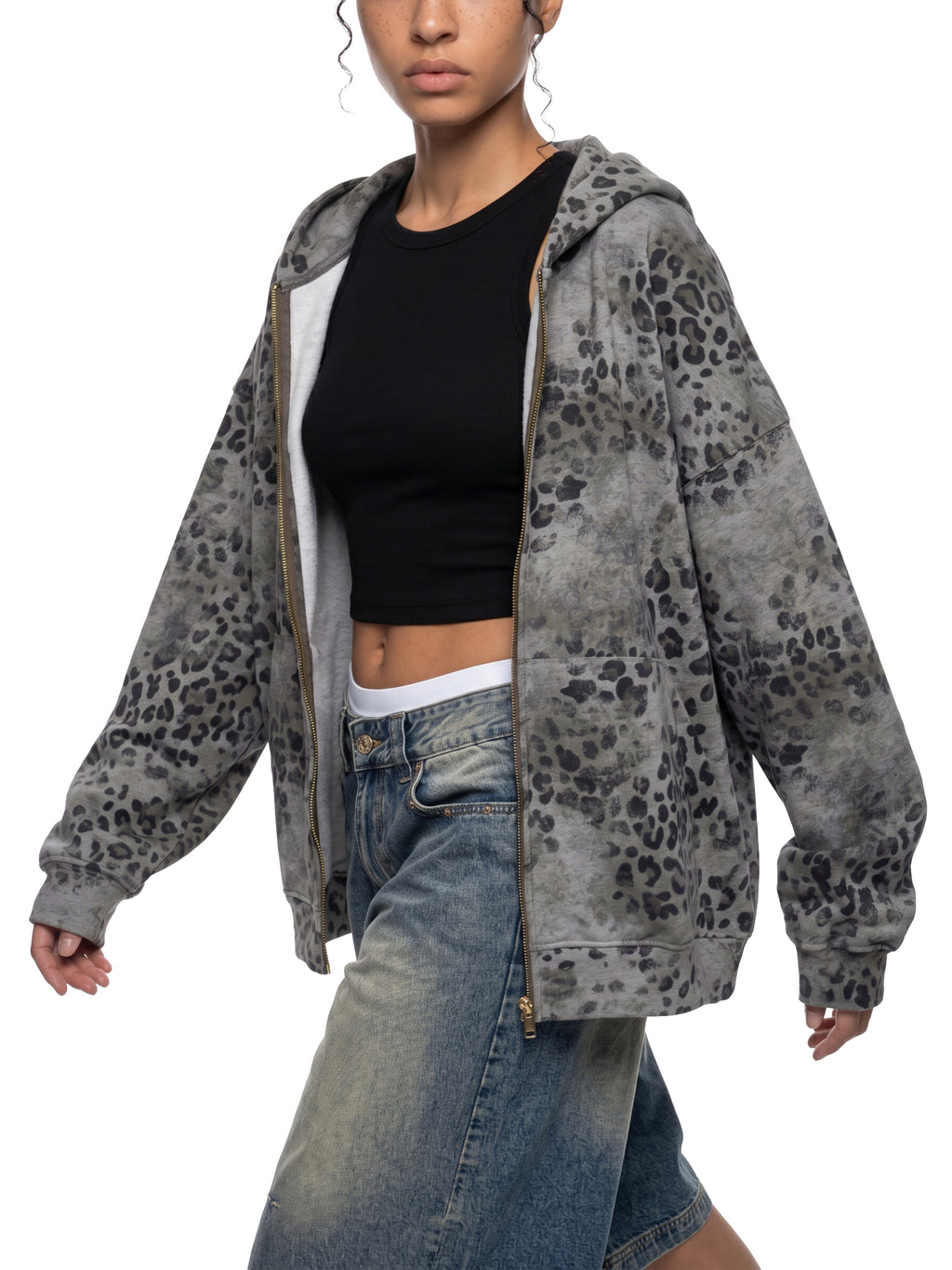 DREJ Studio Vintage Leopard Zip Hoodie