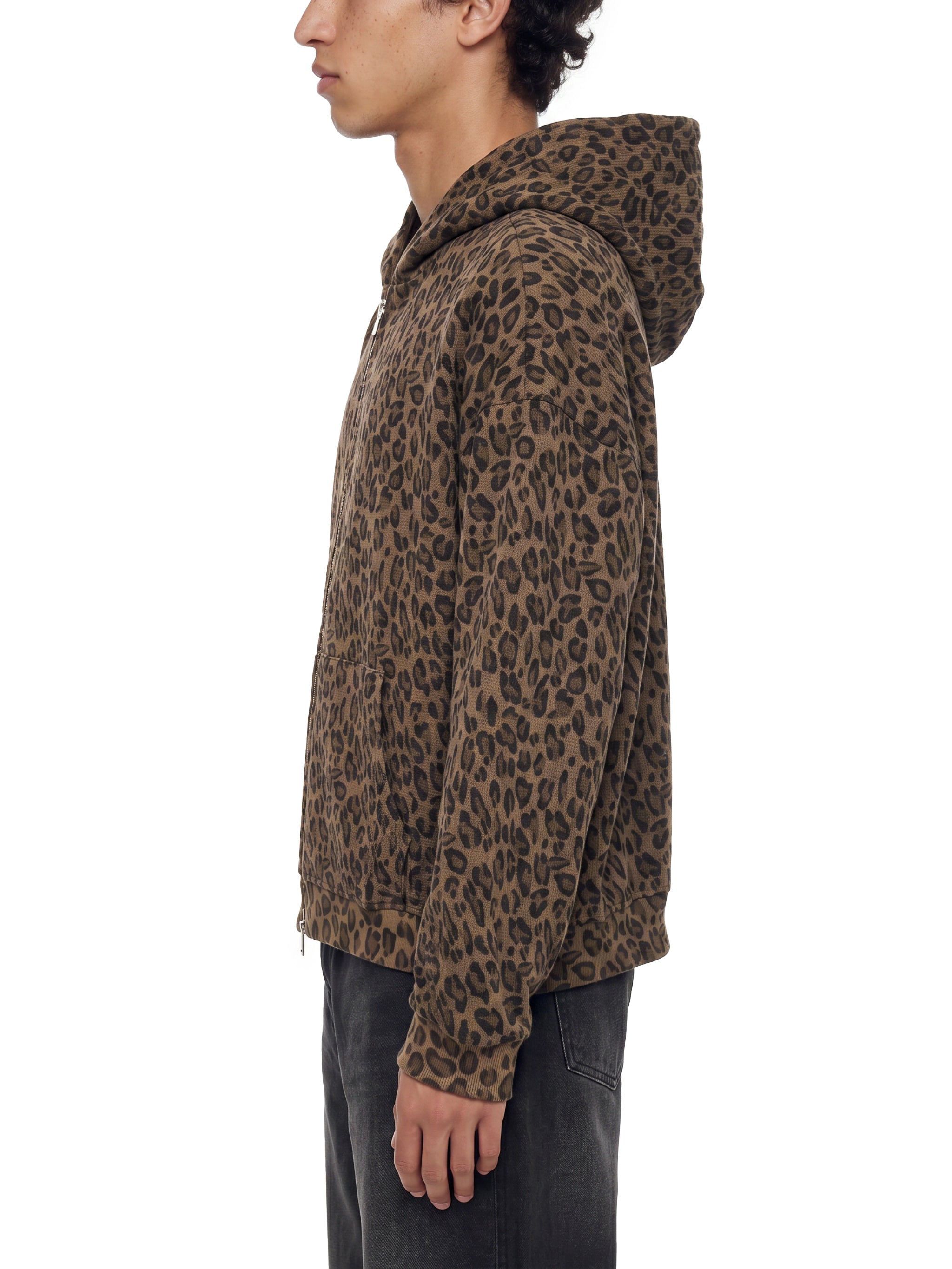 Brown Leopard Waffle Zip Hoodie – DREJ