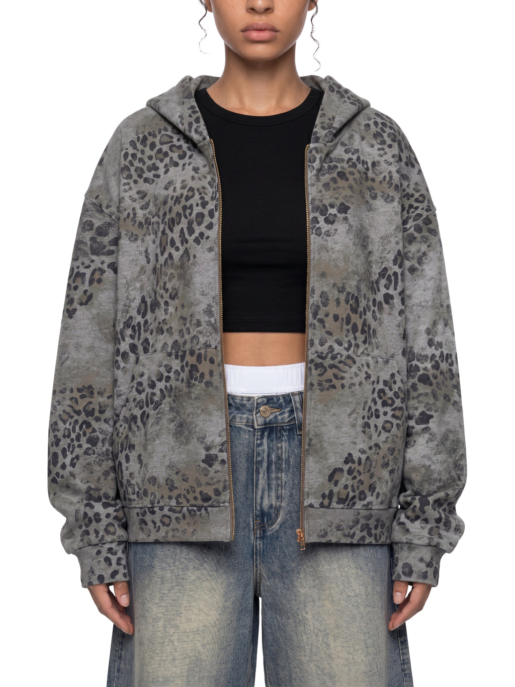 DREJ Studio Vintage Leopard Zip Hoodie
